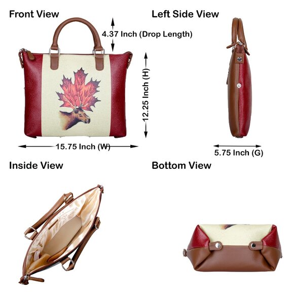 Printed Leather 3-in-1 Convertible Top Handle Crossbody Bag for Women- Daily Use - Picture 4 of 16